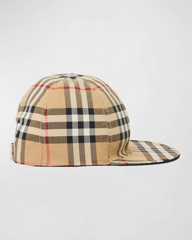 Kid's Reversible Check-Print Cap, Size 12M-9